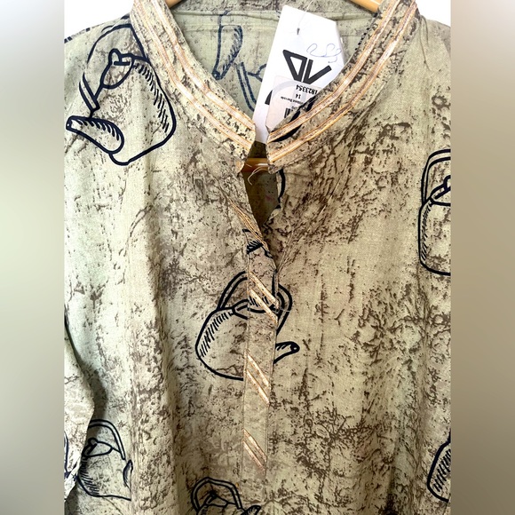 Sage green printed kurta - Picture 3 of 3